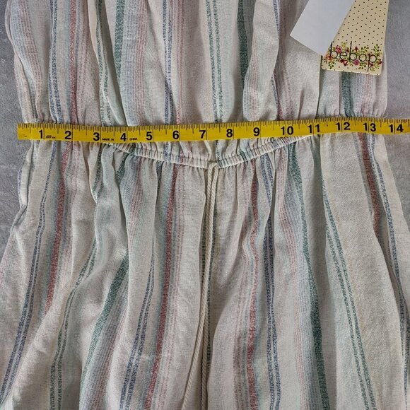 Bebop Linen Blend Romper Striped Off Shoulder Casual Summer Beachwear XL NWT - Picture 9 of 13